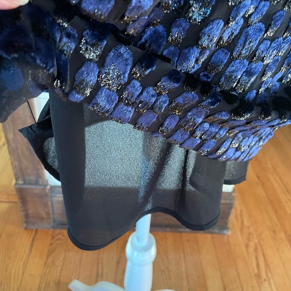 Michael Kors navy blue velvet chic dress rhinestone ball buttons formal lined - Picture 9 of 11